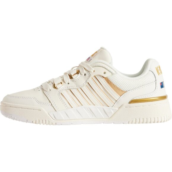 NEW K-Swiss SI-18 Rival Sneakers - Leather Snow White/Gold For Women 253 - Picture 2 of 7